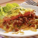 Bramborové lasagne s hovězím masem