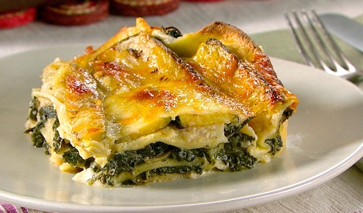 Lasagne se 3 druhy sýra a se špenátem