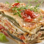 Lasagne s restovanou paprikou, cuketou a sýrem riccota