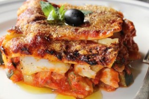 Lasagne s treskou a cuketou