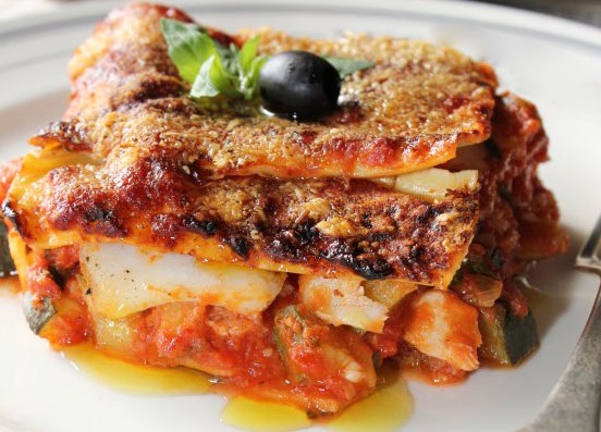 Lasagne s treskou a cuketou